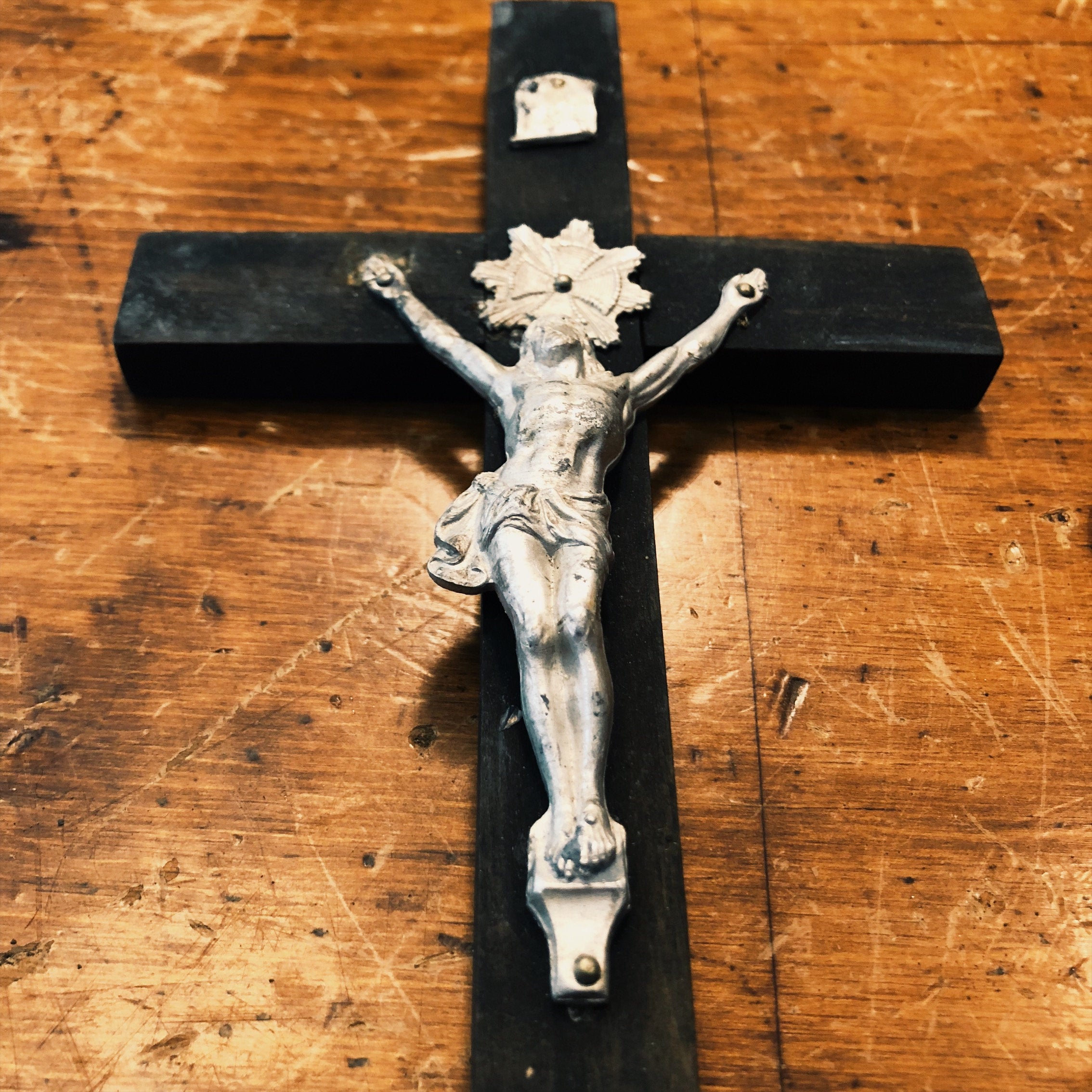 Vintage Crucifixes with Skull and Crossbones - 1940s? - Set of 2 - Priest and Nun Crosses - Unkn