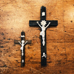 Vintage Crucifixes with Skull and Crossbones - 1940s? - Set of 2 - Priest and Nun Crosses - Unkn