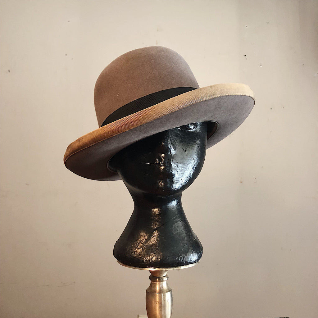 Vintage Saks Fifth Avenue Fedora Hat - Gray Felt Wide Brim - Size 7 1/3? -