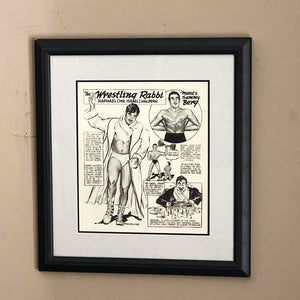 Wrestling Rabbi Illustration Art - Mr. Israel - Rafael Halperin - Sammy Berg - 1950s New York - Fred Heyman - Vintage Wrestling - Judaica
