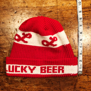 Vintage Lucky Beer Stocking Cap - 1970s? - Hipster Cap - Lucky Lager Stocking Cap - Vintage Stocking Caps - Beanie Caps - Hipster Caps