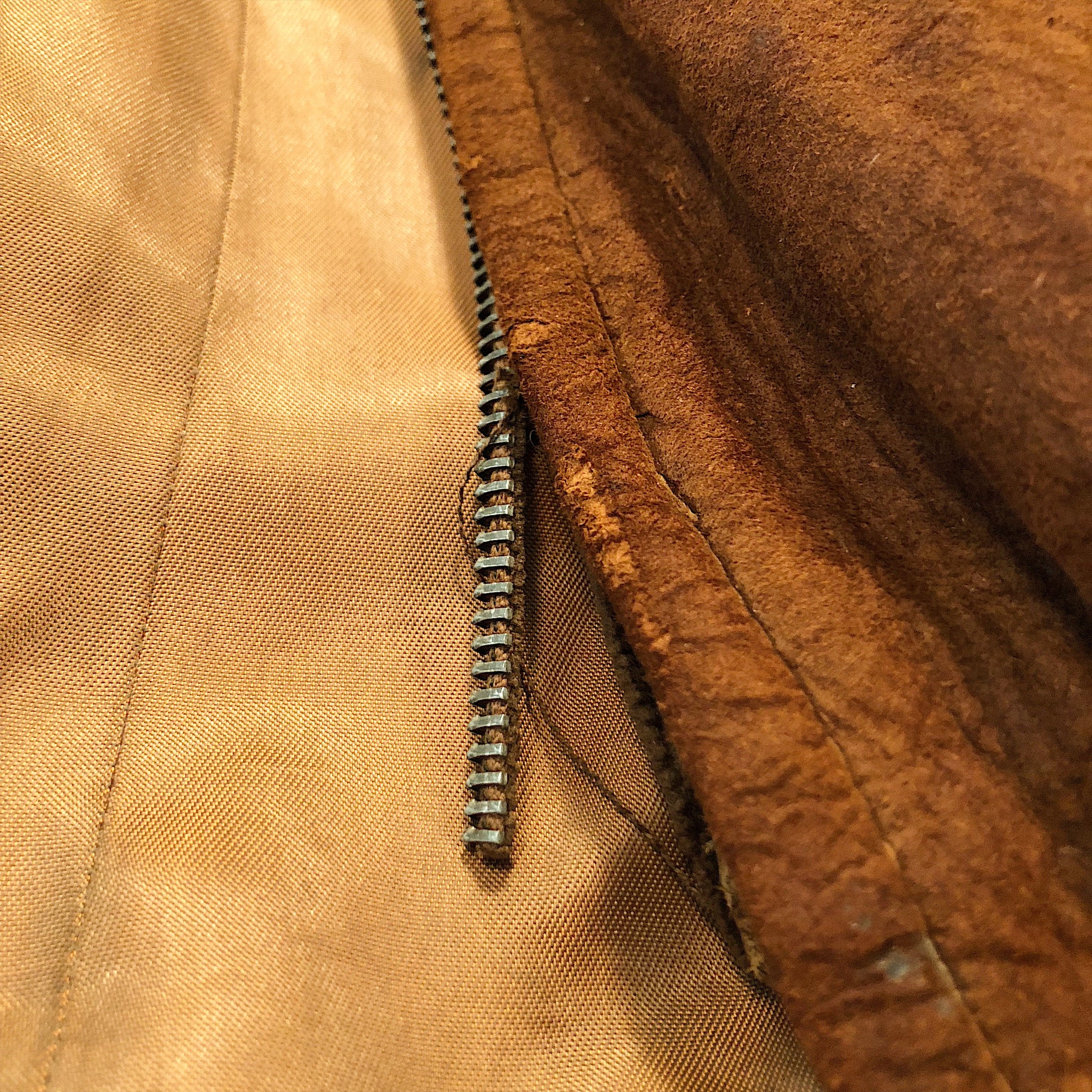 AS IS zipper from 1930s Workwear Suede Leather Jacket 
