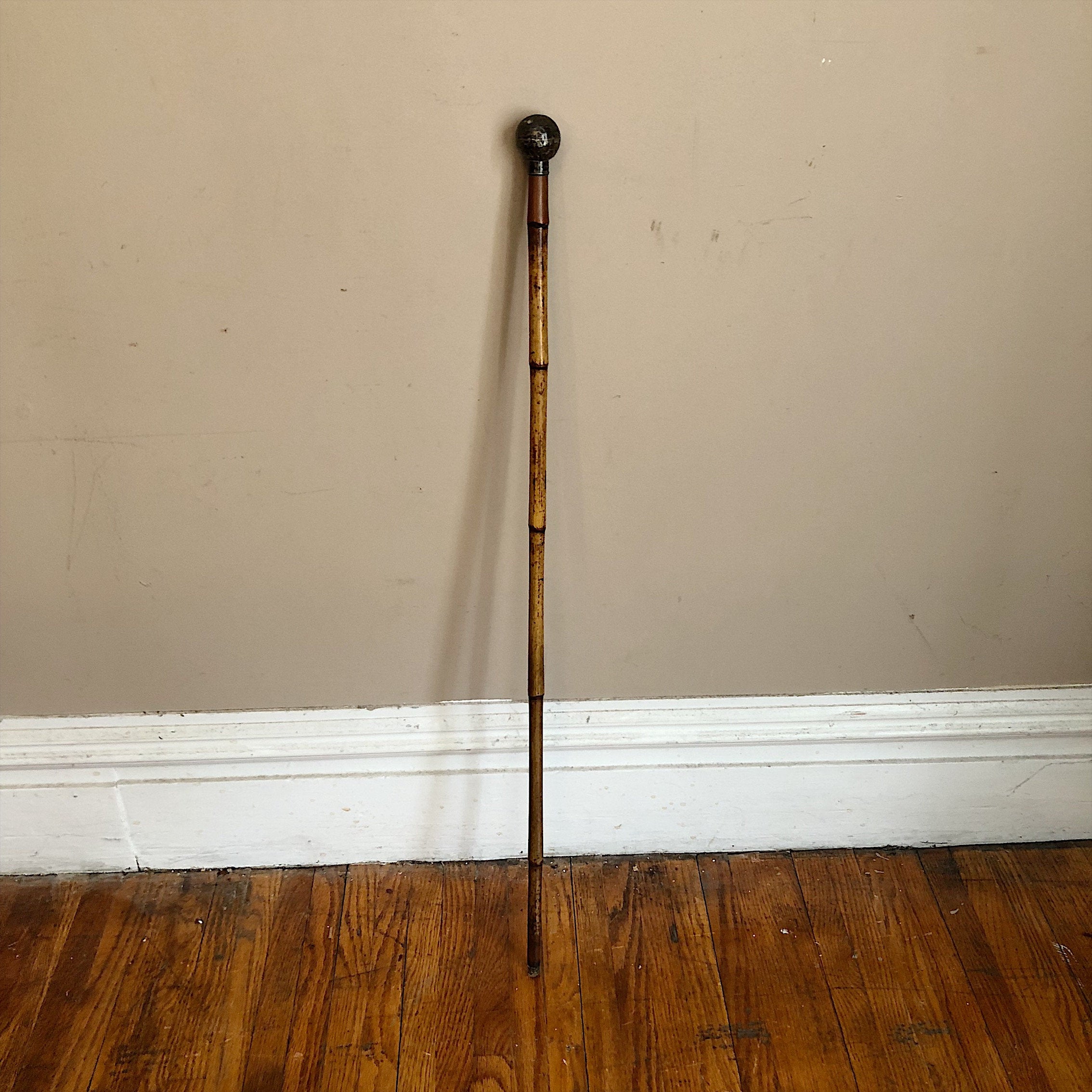 Antique Silver Walking Cane with Bamboo Shaft - British - London 1886 - Hallmarked - Sterling Silver Marks - Victorian Cane - Peaky Blinders