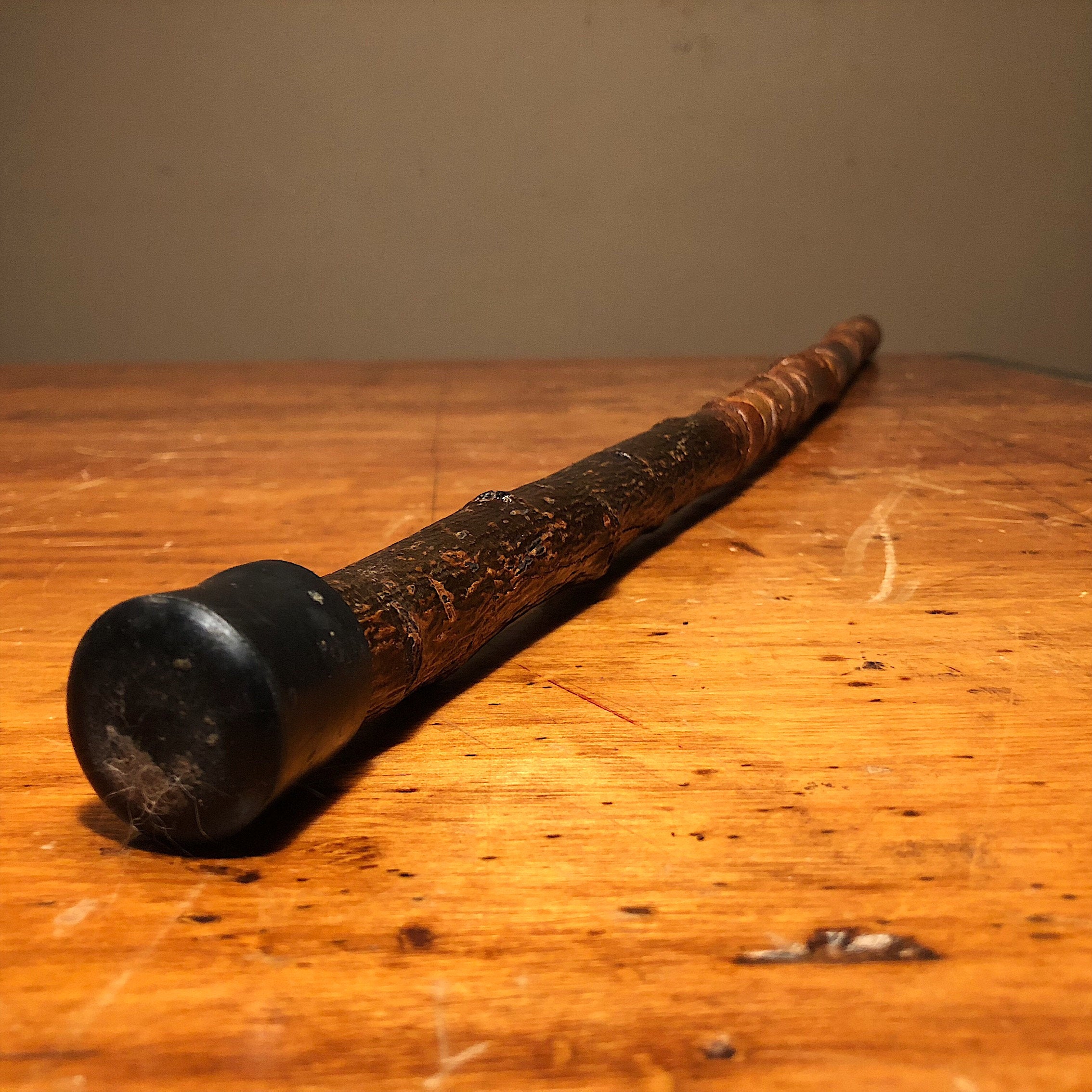 American Folk Art Walking Cane of Flag and Eagle - Early 1900s? - Antique Folk Art Walking Stick - American Flag with Pole - Rare Carving