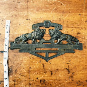 Antique Cast Iron Lion Decal - Antique Bank Advertisement? -