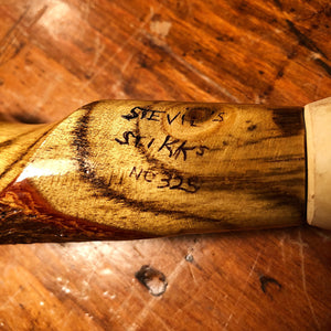 Steven Stikks Skull Walking Cane - No. 325 - 1990s - Old West Soldier - Hand Carved Walking Stick - Signed Stevie Stikks - Skeleton Skull