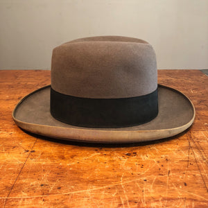 Vintage Saks Fifth Avenue Fedora Hat - Gray Felt Wide Brim - Size 7 1/3? -