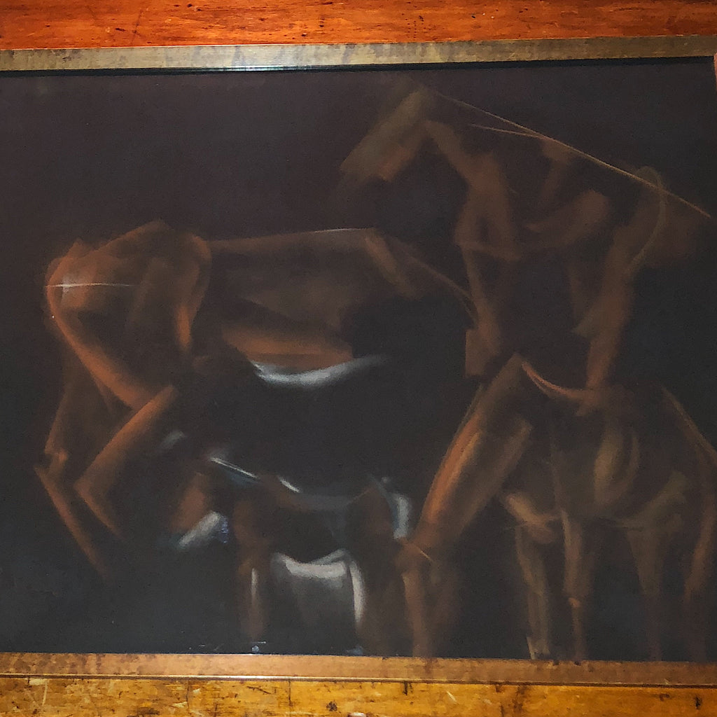 Elof Wedin Abstract Pastel Artwork - 1950s? - Signed - Minnesota Listed Artist - Framed Art Velour Paper - WPA Artist - New Deal - Haunting