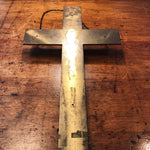 Huge Brass Crucifix Cross with Christ Impression - 26" x 16" - Religious Relic -1940s? - Wall Decor - Chain Link Wall Hanging - Rare