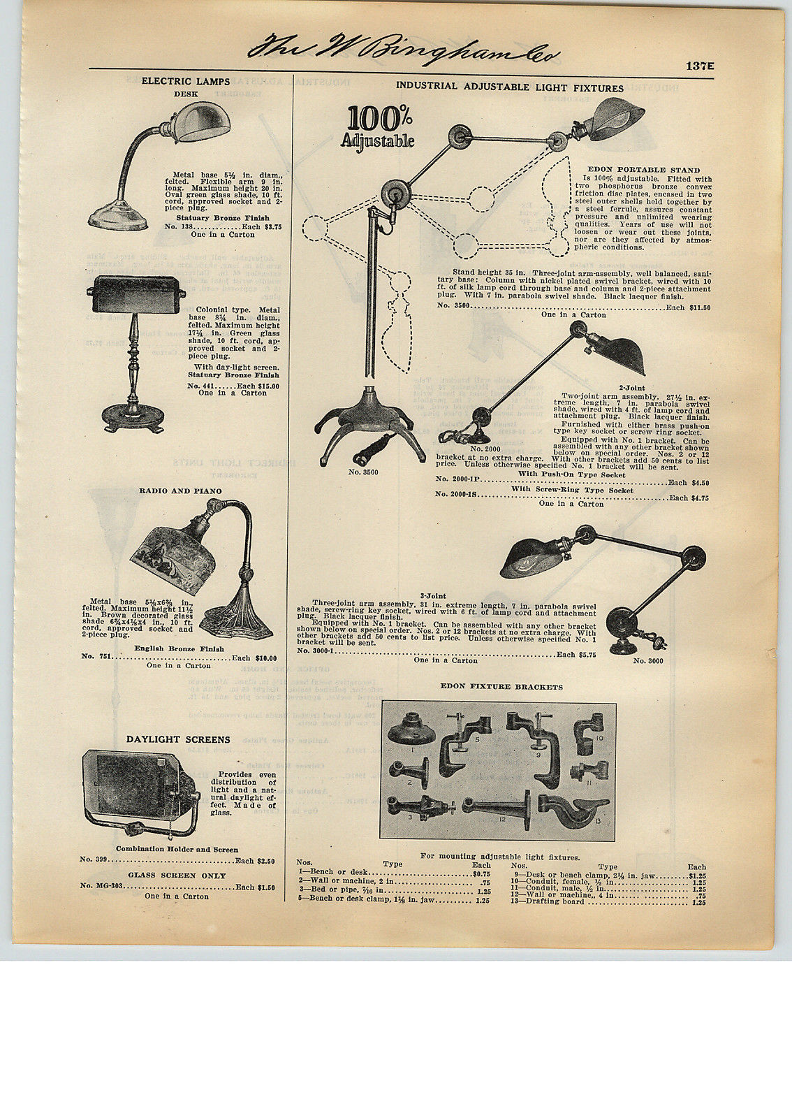 Antique Ad for Rare Edon Esrobert Clamp Light from 1930s
